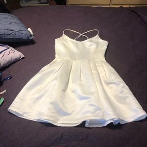 White A-line Mini Satin Formal Dress